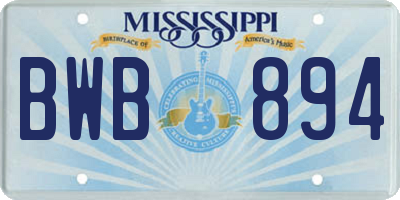 MS license plate BWB894