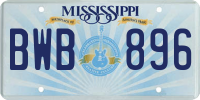 MS license plate BWB896