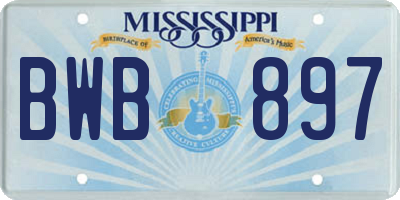 MS license plate BWB897
