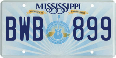 MS license plate BWB899