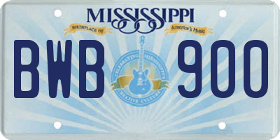 MS license plate BWB900