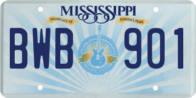 MS license plate BWB901
