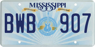 MS license plate BWB907