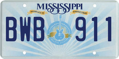 MS license plate BWB911