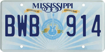 MS license plate BWB914