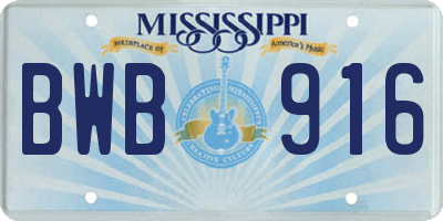 MS license plate BWB916