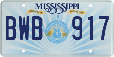 MS license plate BWB917