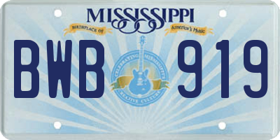 MS license plate BWB919