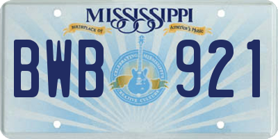 MS license plate BWB921