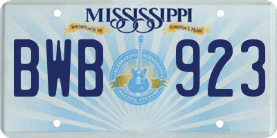 MS license plate BWB923