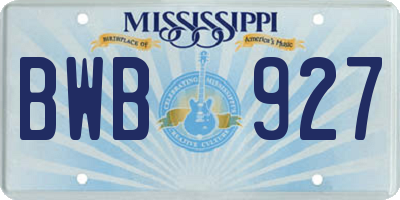 MS license plate BWB927