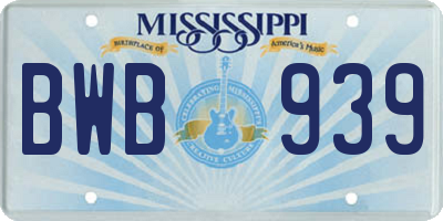 MS license plate BWB939