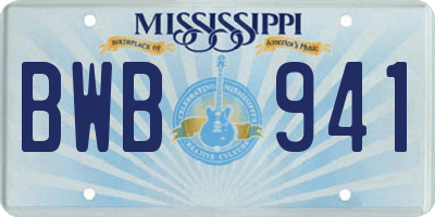 MS license plate BWB941