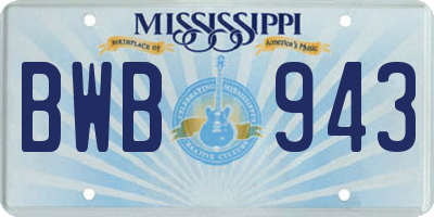 MS license plate BWB943