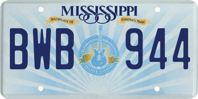 MS license plate BWB944
