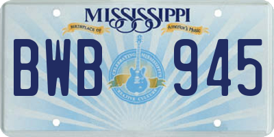 MS license plate BWB945