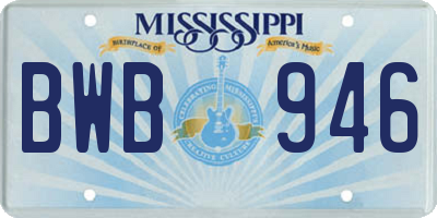 MS license plate BWB946