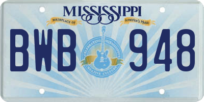 MS license plate BWB948