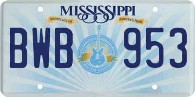 MS license plate BWB953