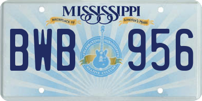 MS license plate BWB956