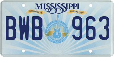 MS license plate BWB963