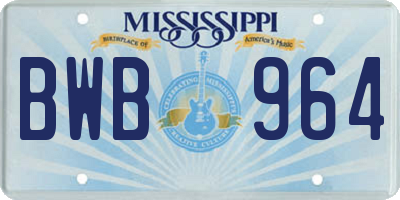 MS license plate BWB964