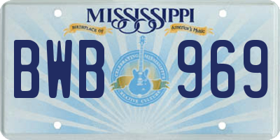 MS license plate BWB969