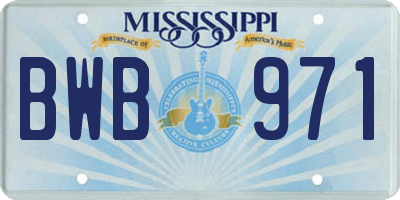 MS license plate BWB971