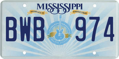MS license plate BWB974