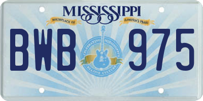 MS license plate BWB975