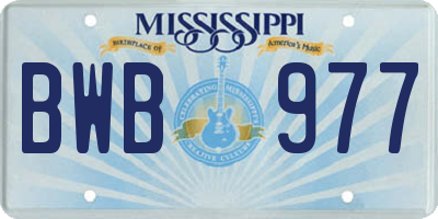 MS license plate BWB977