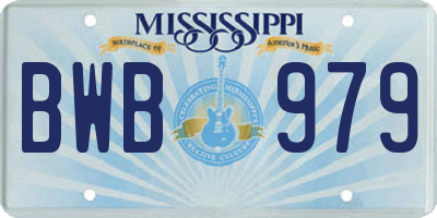MS license plate BWB979