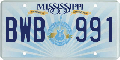 MS license plate BWB991