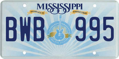 MS license plate BWB995