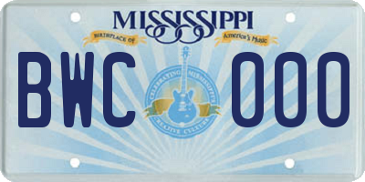 MS license plate BWC000