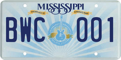 MS license plate BWC001