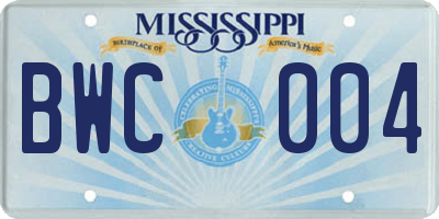 MS license plate BWC004