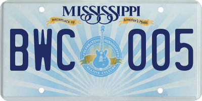 MS license plate BWC005