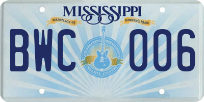 MS license plate BWC006
