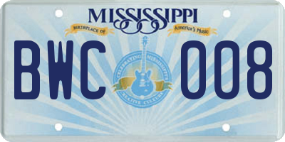 MS license plate BWC008