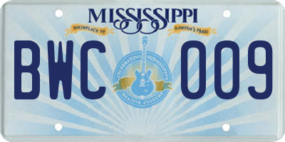 MS license plate BWC009