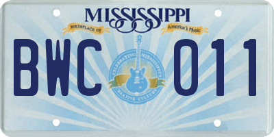 MS license plate BWC011