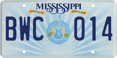 MS license plate BWC014