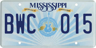 MS license plate BWC015