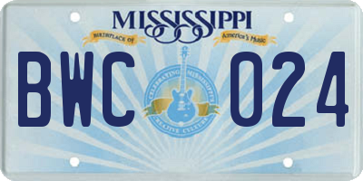 MS license plate BWC024