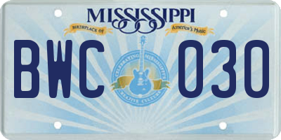 MS license plate BWC030