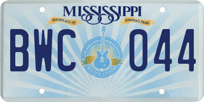 MS license plate BWC044