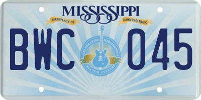 MS license plate BWC045