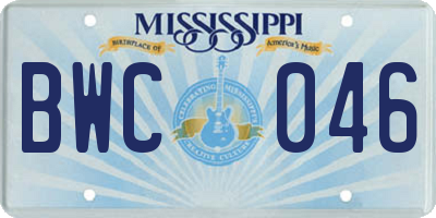 MS license plate BWC046