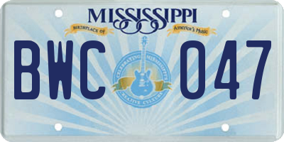 MS license plate BWC047